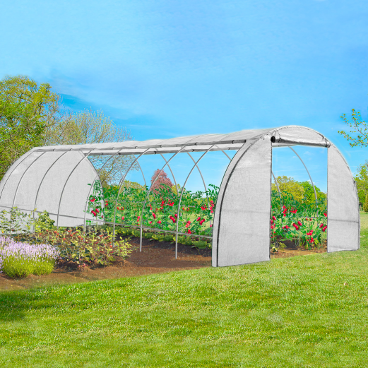 Serre Tunnel de Jardin 4 Saisons 24M² 8x3M Blanche Gamme Maraîchère - VERA